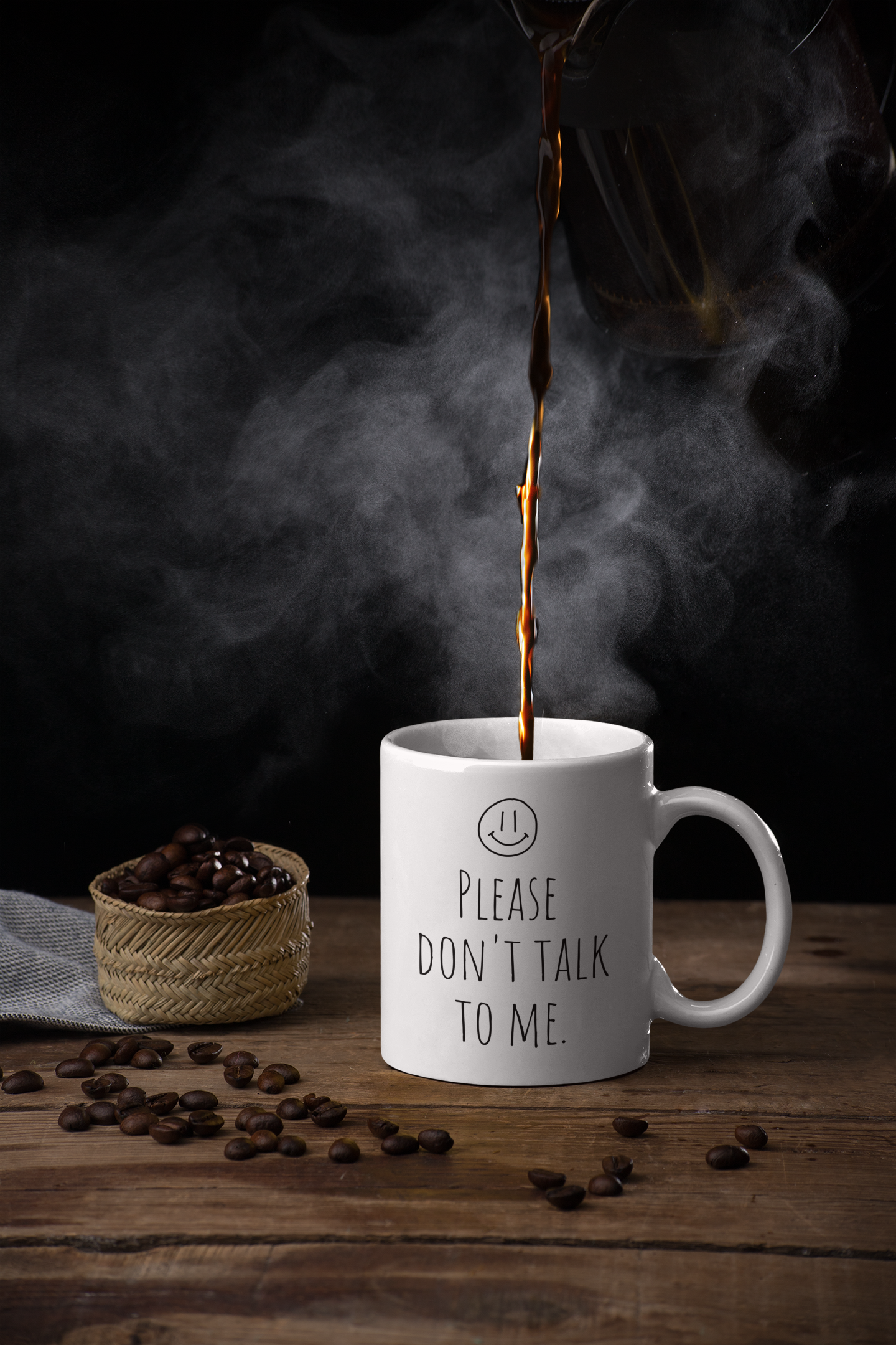 Please Don’t Talk to Me. - Funny Sarcastic Black and White Gift Mug, Mom Mug